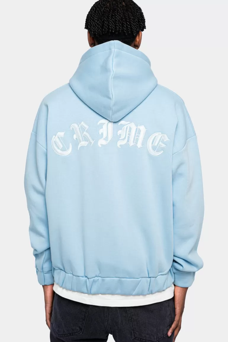 Clearance Dropsize Super Heavy Oversized Crime Zip-Hoodie Baby Blue