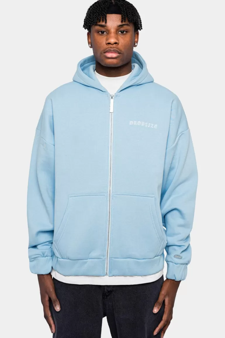 Clearance Dropsize Super Heavy Oversized Crime Zip-Hoodie Baby Blue