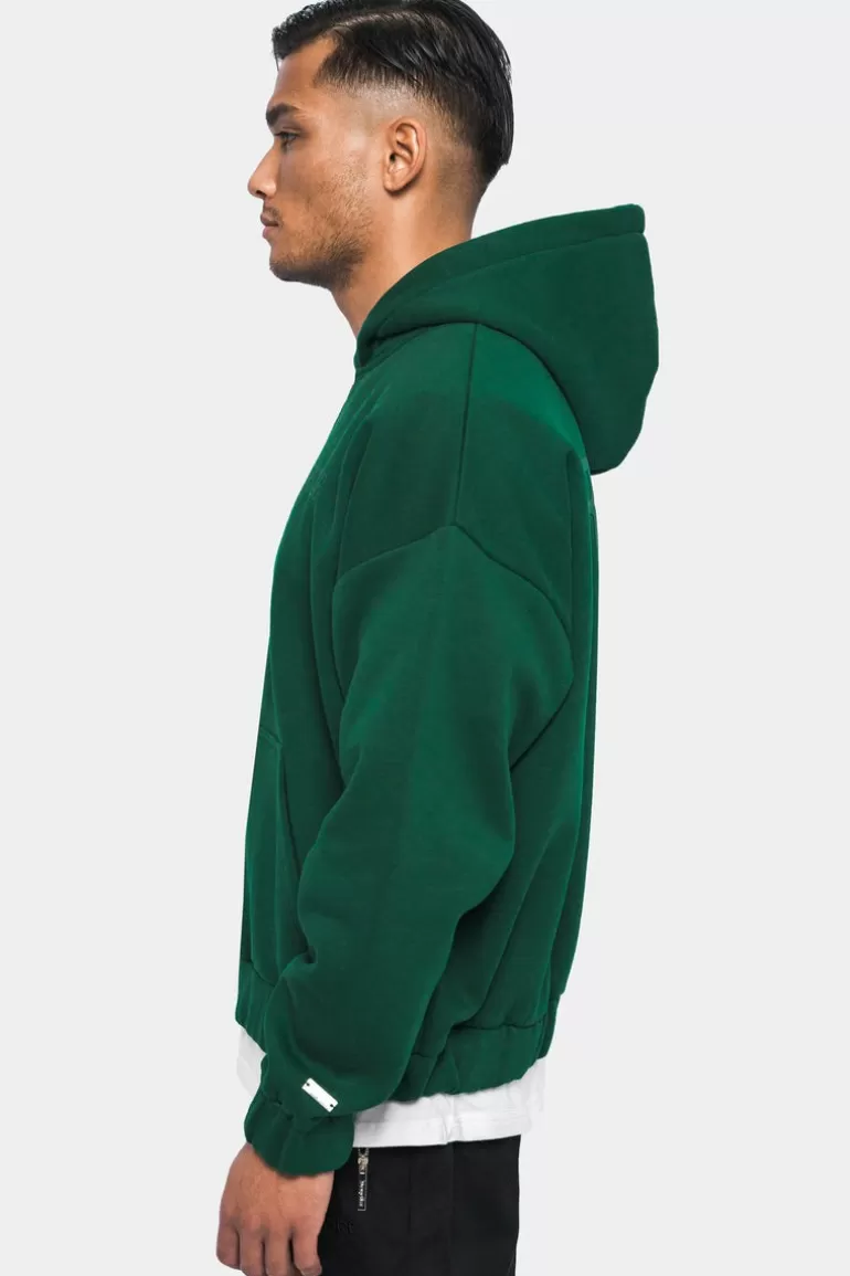 Cheap Dropsize Super Heavy Oversized Hd Print Zip-Hoodie Green