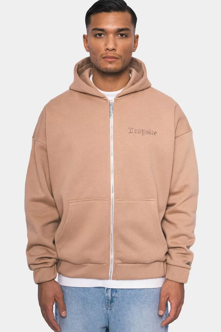 Discount Dropsize Super Heavy Oversized Zip-Hoodie Beige