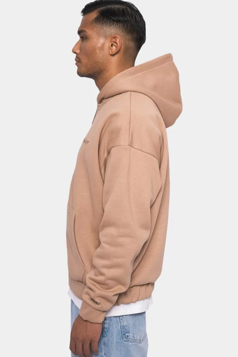 Discount Dropsize Super Heavy Oversized Zip-Hoodie Beige