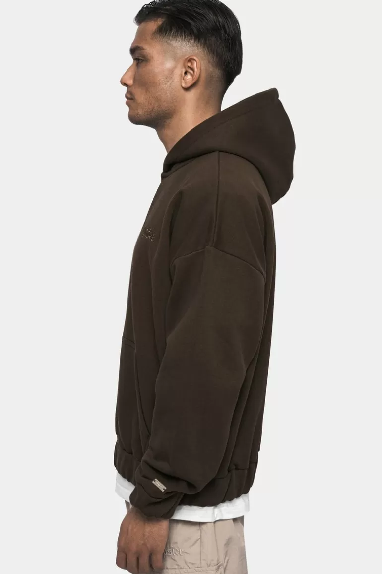 Cheap Dropsize Super Heavy Oversized Zip-Hoodie Chocolate Brown