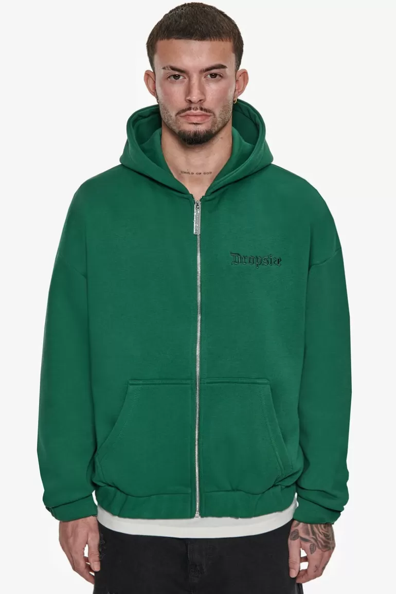 Shop Dropsize Super Heavy Oversized Zip-Hoodie Washed Green